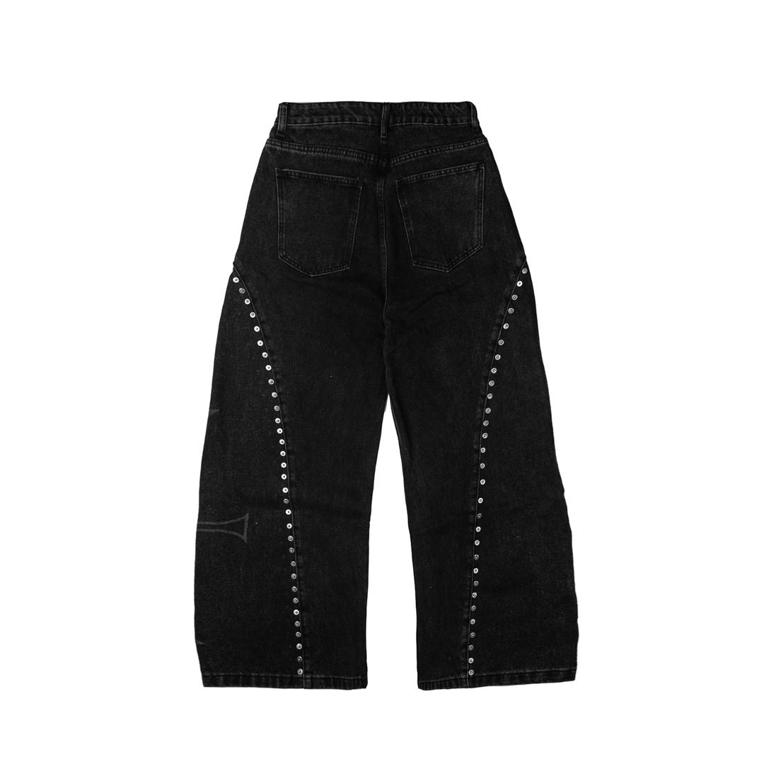 Kaesy Silver Rivet Jeans 2.0 - Faded Black
