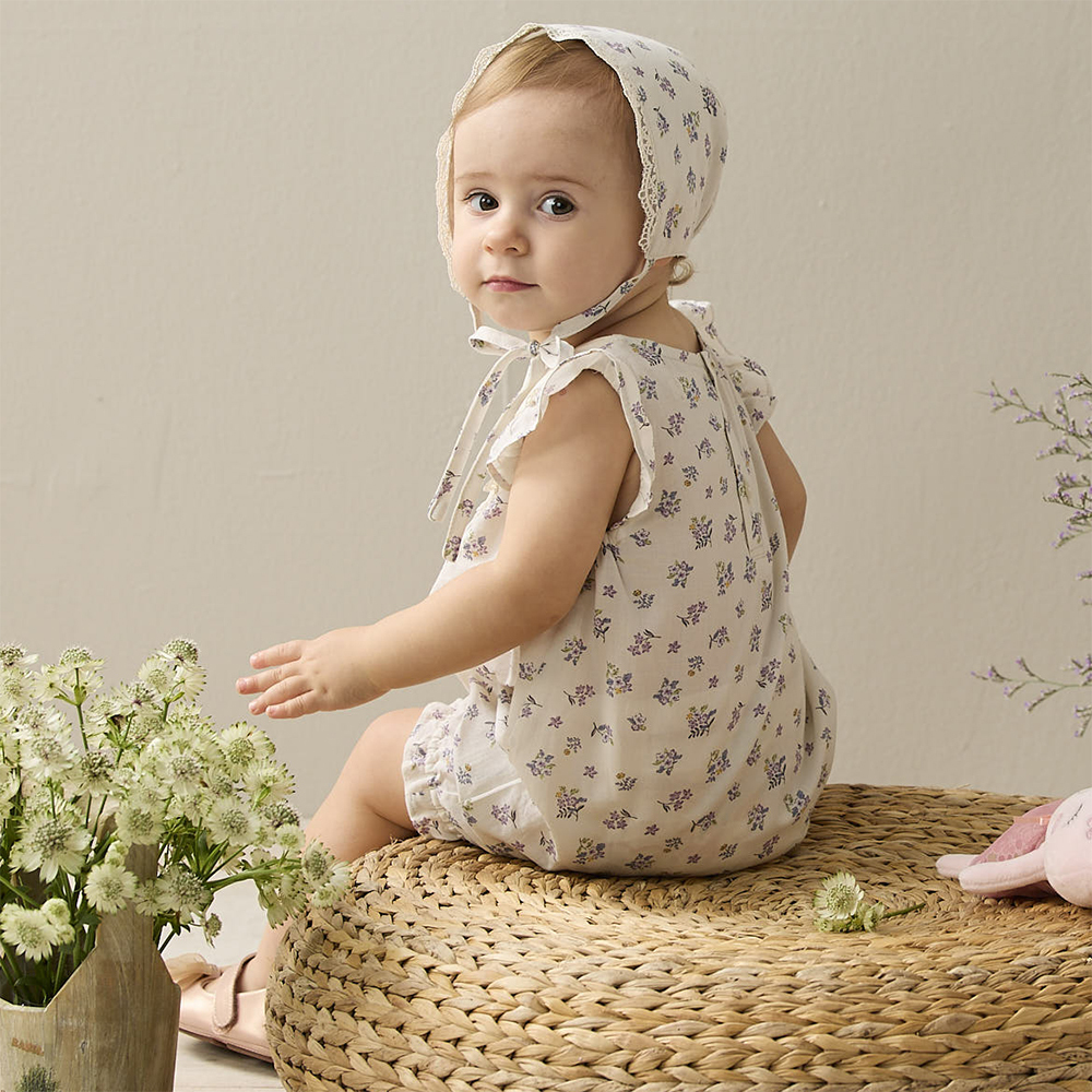 PIPPY甜美碎花連身褲兩件組禮盒 米白