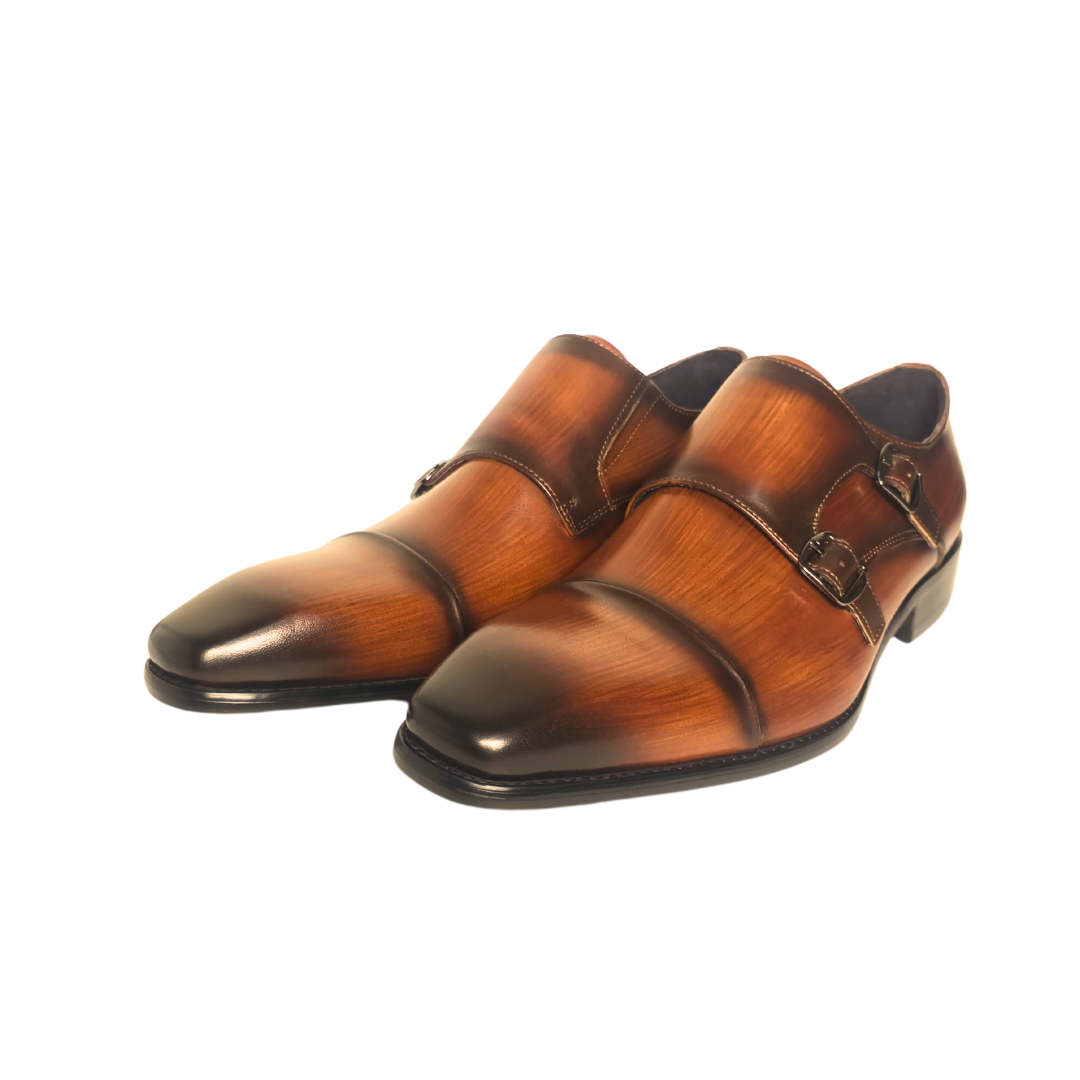 Revic 男裝皮鞋 | OF-40T｜棕色橫飾雙扣皮鞋