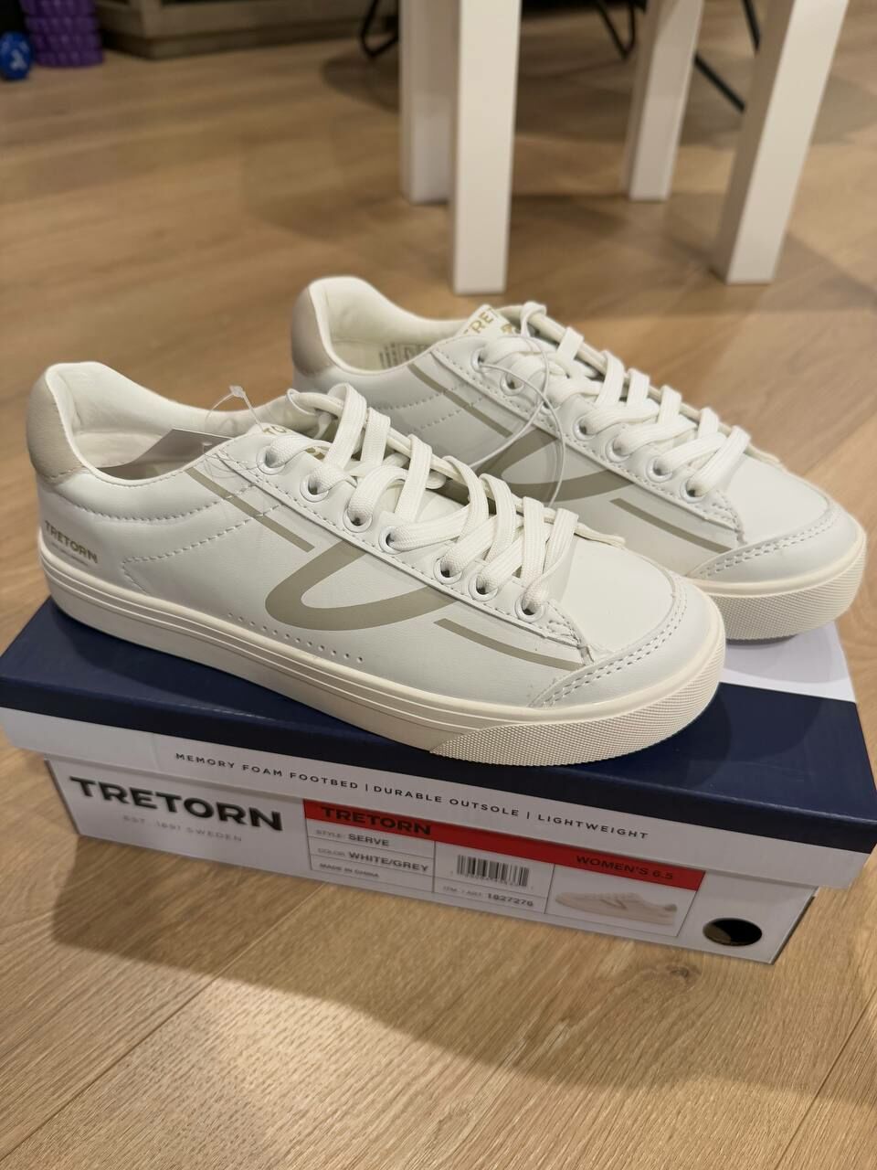 [USW] TRETORN WOMEN'S HOPPER CASUAL SNEAKERS FROM FINISH LINE,WHITE/GREY, 1827276-WHITE/GREY (UZZ246)