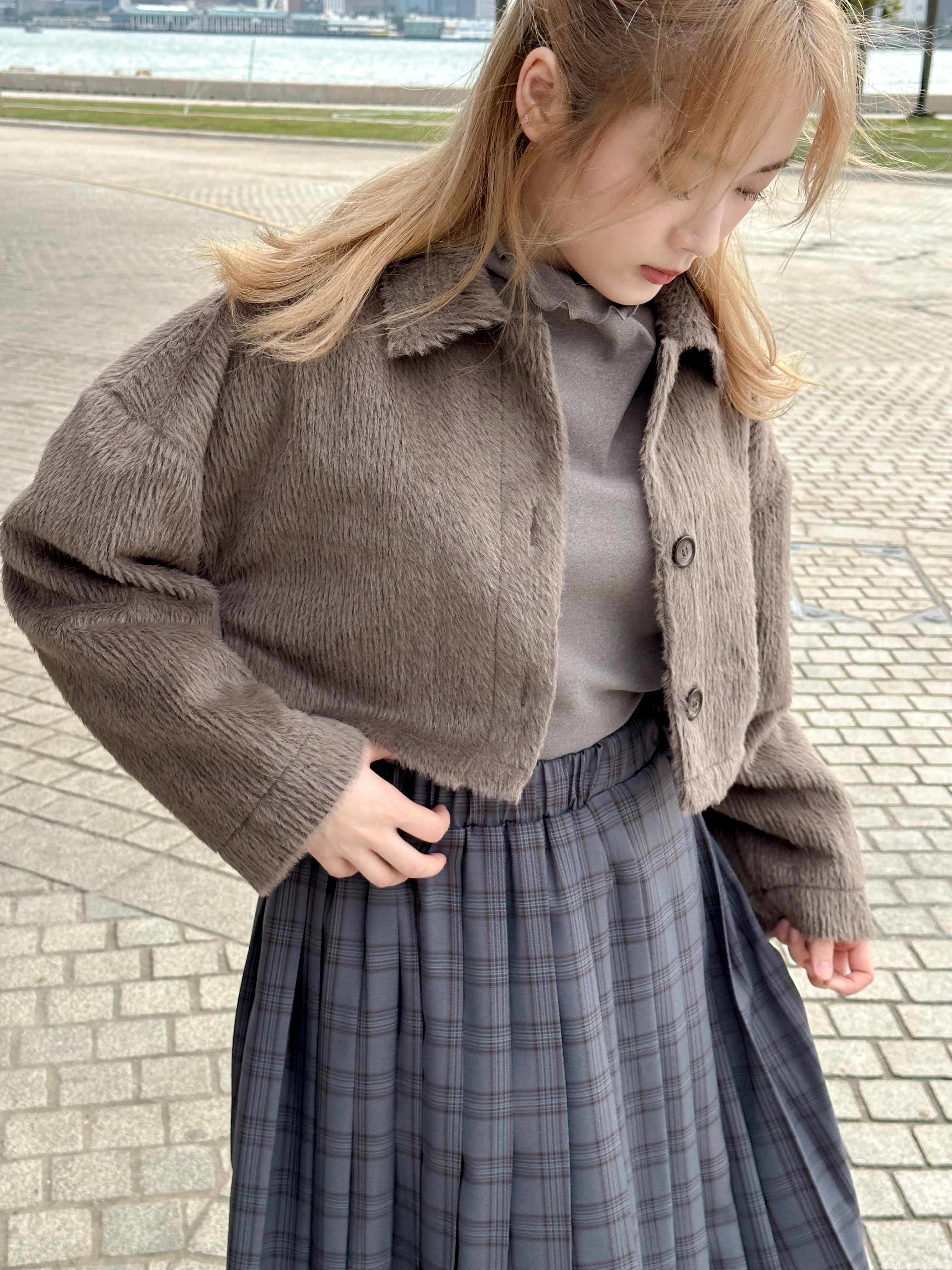 高雅毛毛反領外套 - JK51402