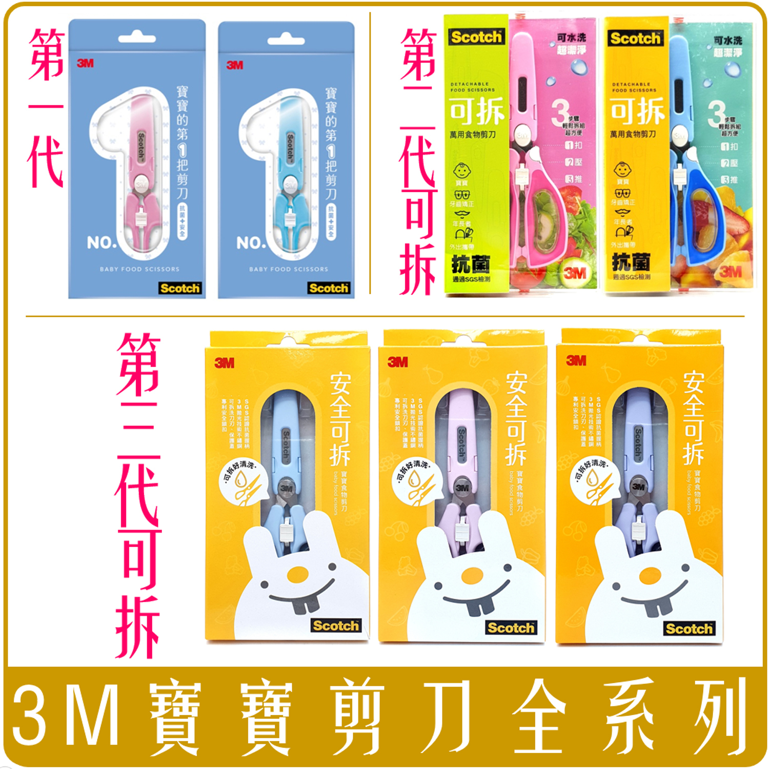 3M Scotch 寶寶 食物 萬用 剪刀 可拆式 抗菌 嬰兒 收納袋 食物剪