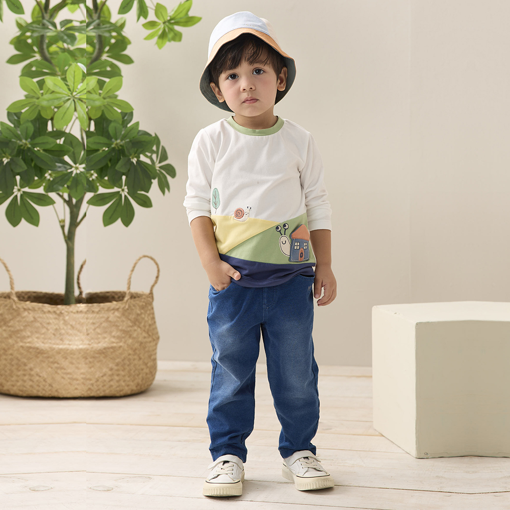 PIPPY 田園可愛小蝸牛圓領長袖上衣 白