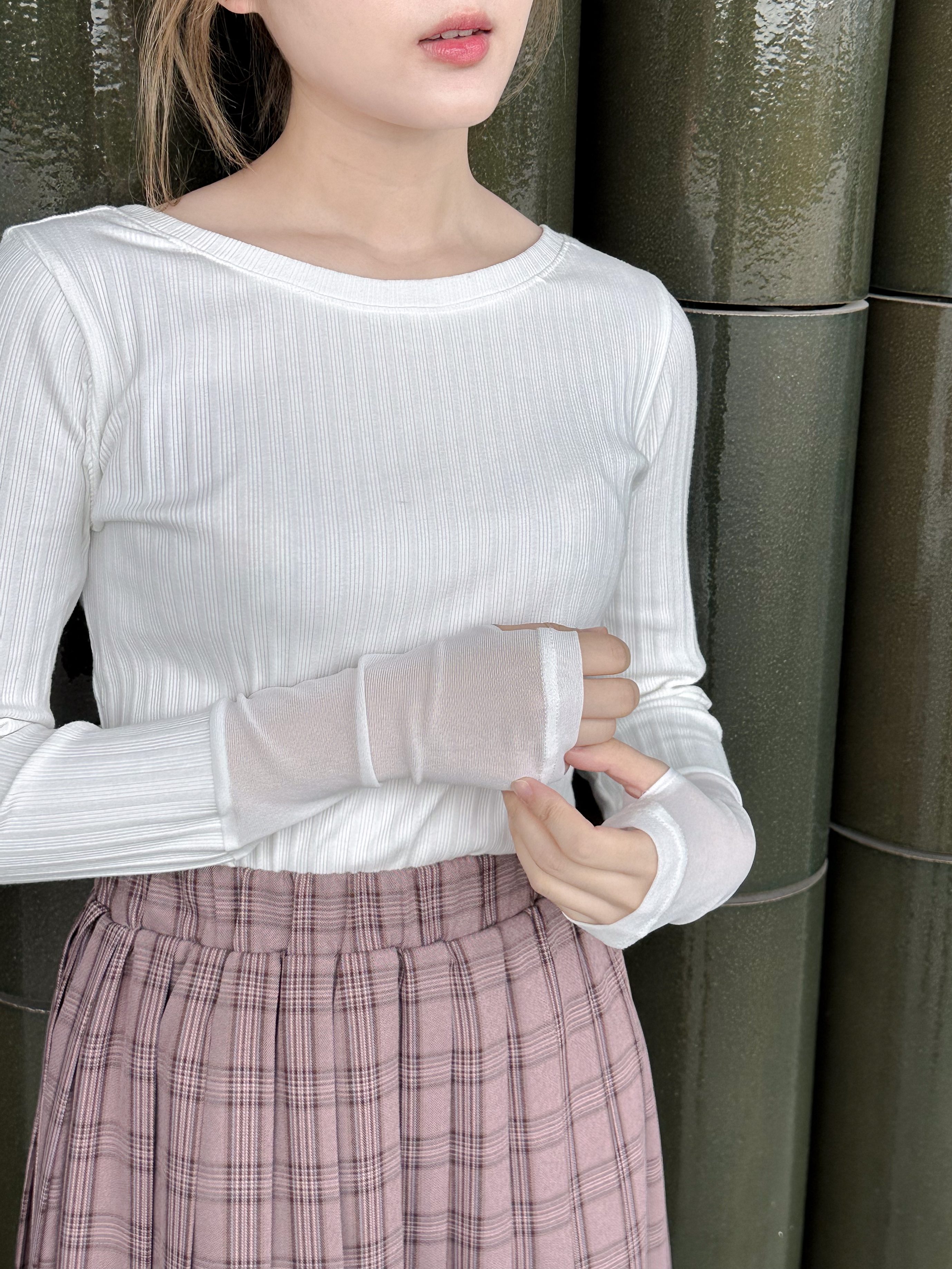 紗網袖短款上衣 - BL44355