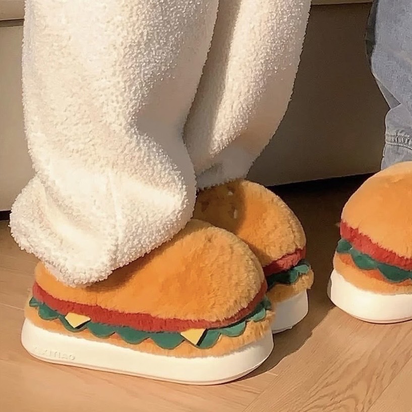 可愛漢堡 毛絨絨拖鞋 MF3543