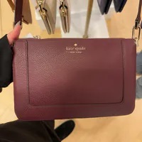 [S] KATE SPADE KH430 LENA PEBBLED LEATHER DBL COMP CB,CHERRYWOOD, 196021556029 (SKS1559)