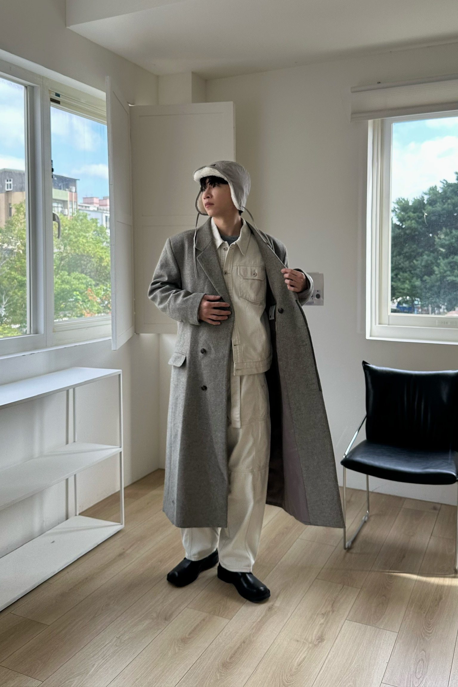 特殊色羊毛呢大衣