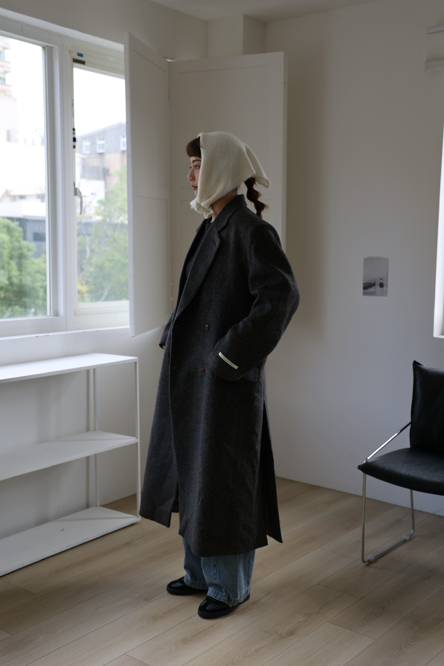 人字紋羊毛呢大衣