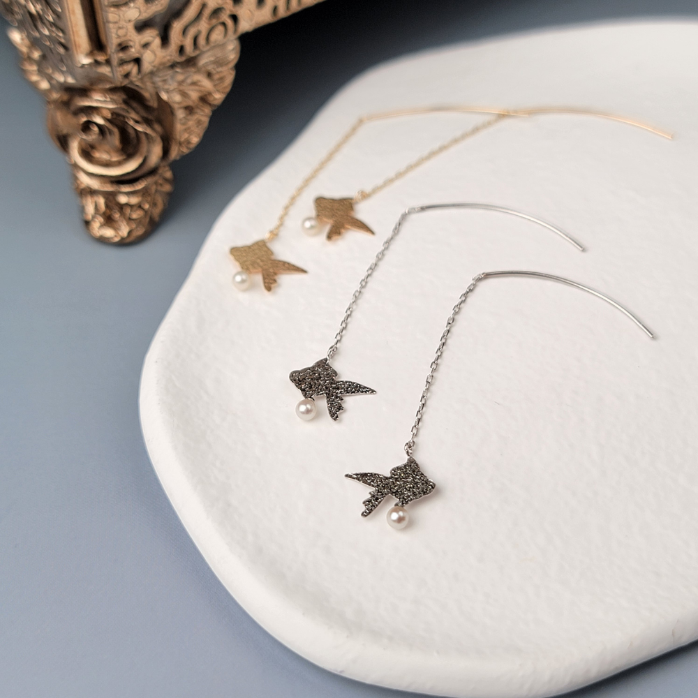 【me.luxe】K10金魚珍珠耳線耳環