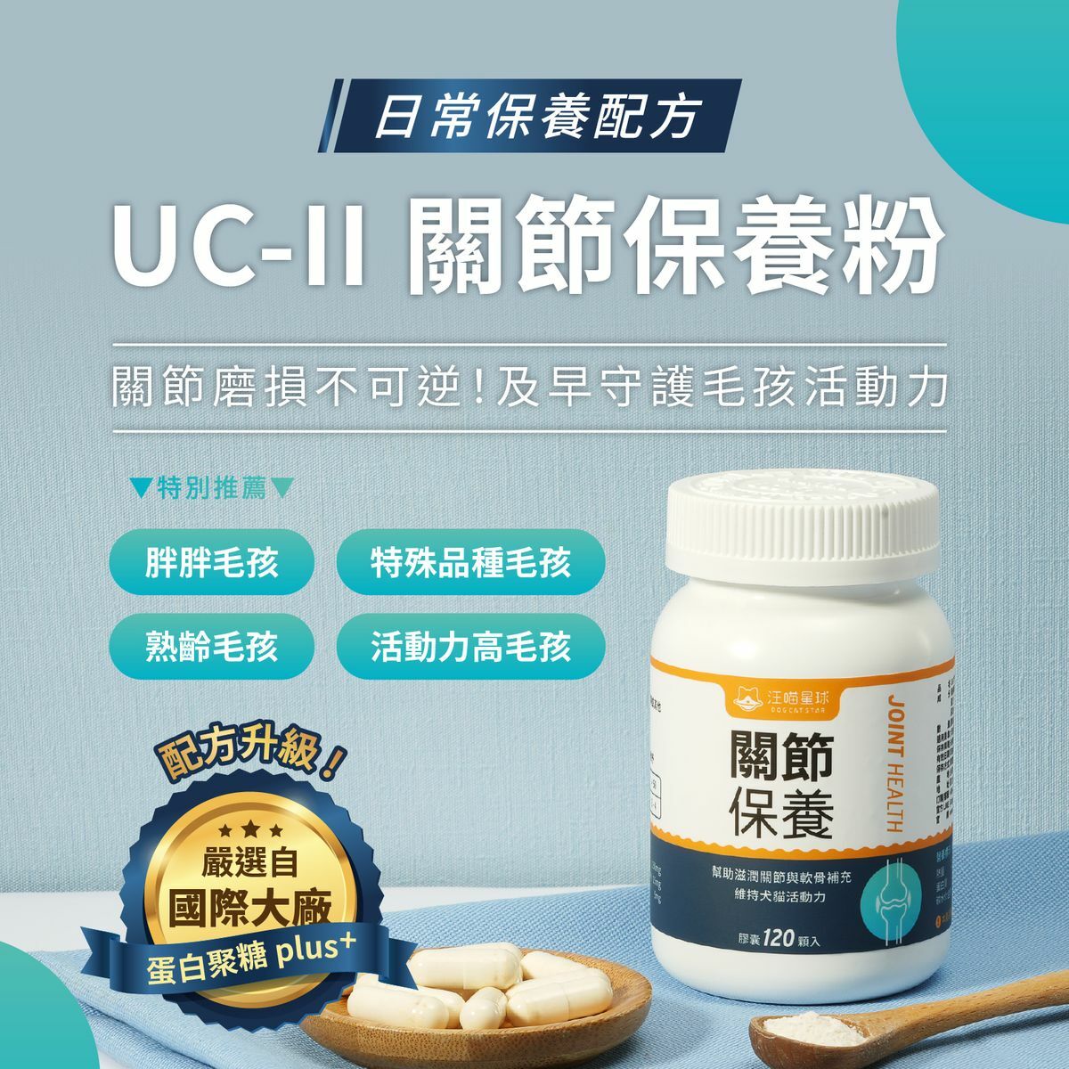 汪喵星球 UCII關節保養粉(日常保養配方)膠囊35粒