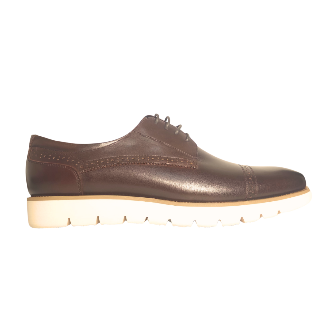 Revic 男裝皮鞋 | CH-12|  深啡色橫式德比皮鞋