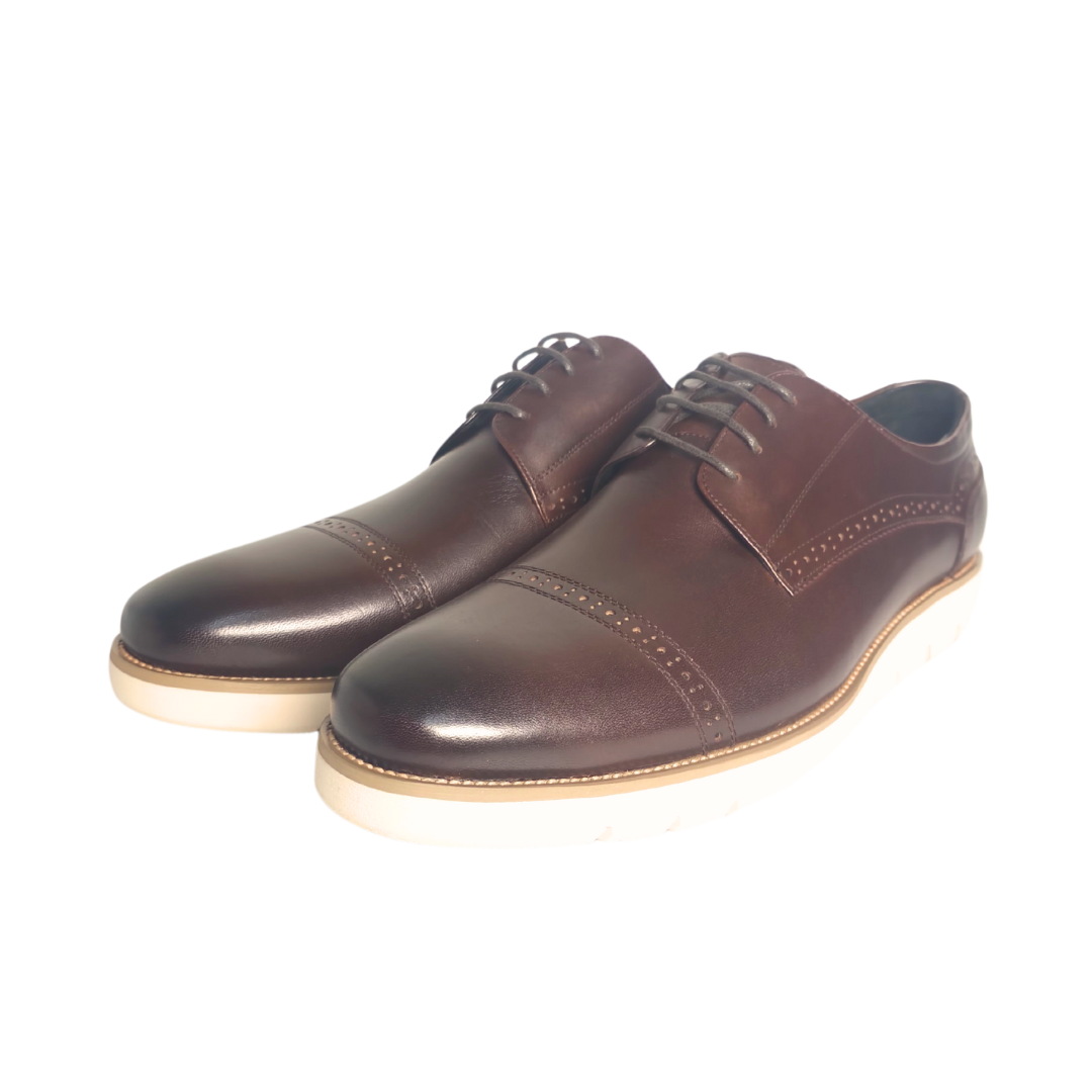 Revic 男裝皮鞋 | CH-12|  深啡色橫式德比皮鞋