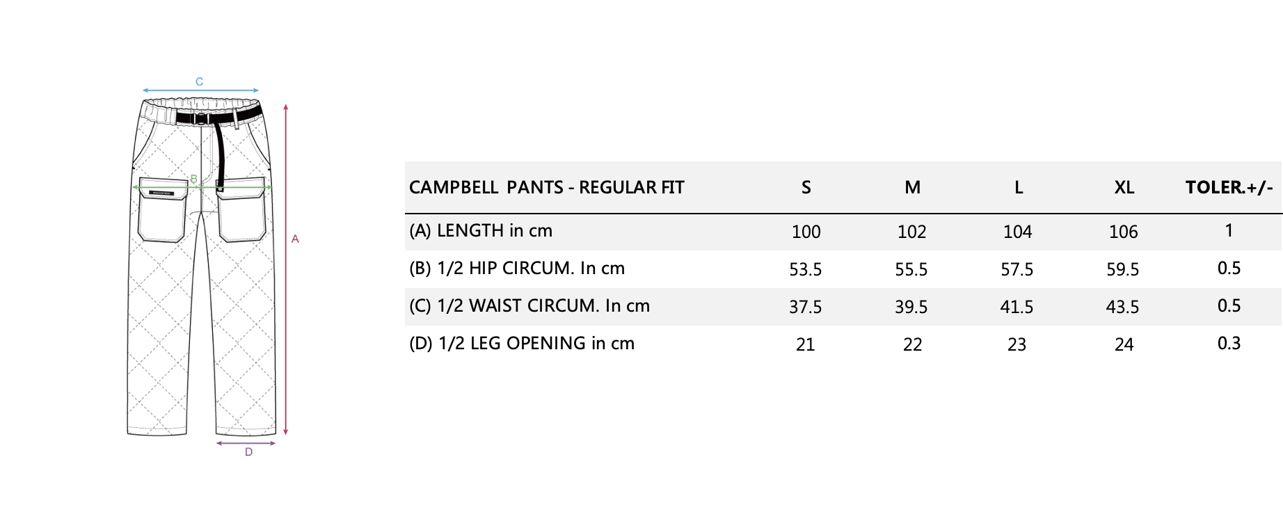 CAMPBELL  PANTS-SIZE