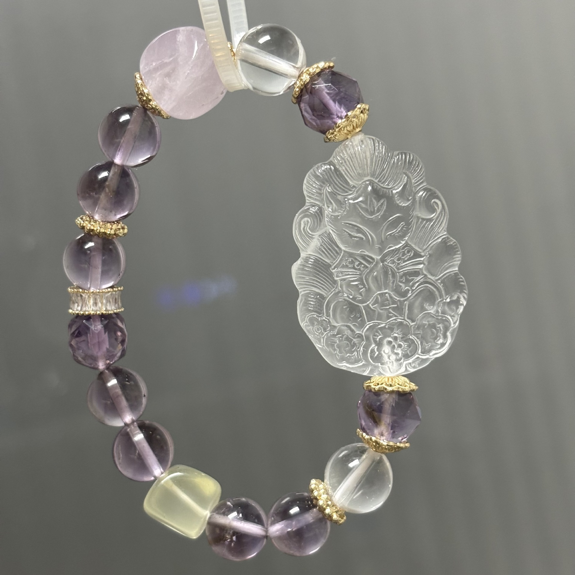 【狐仙】白水晶X黃水晶X波利維亞紫水晶九尾狐手鍊