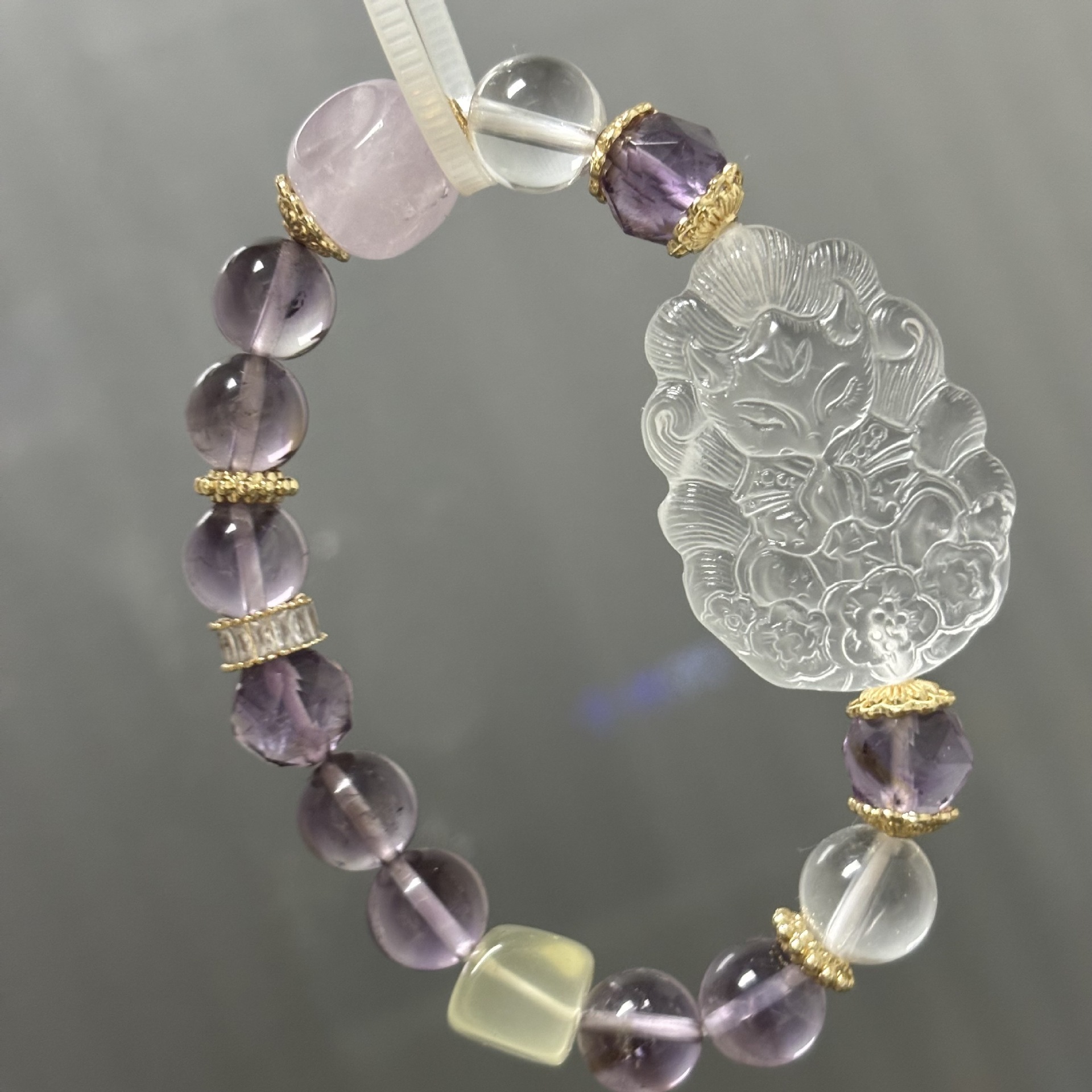 【狐仙】白水晶X黃水晶X波利維亞紫水晶九尾狐手鍊