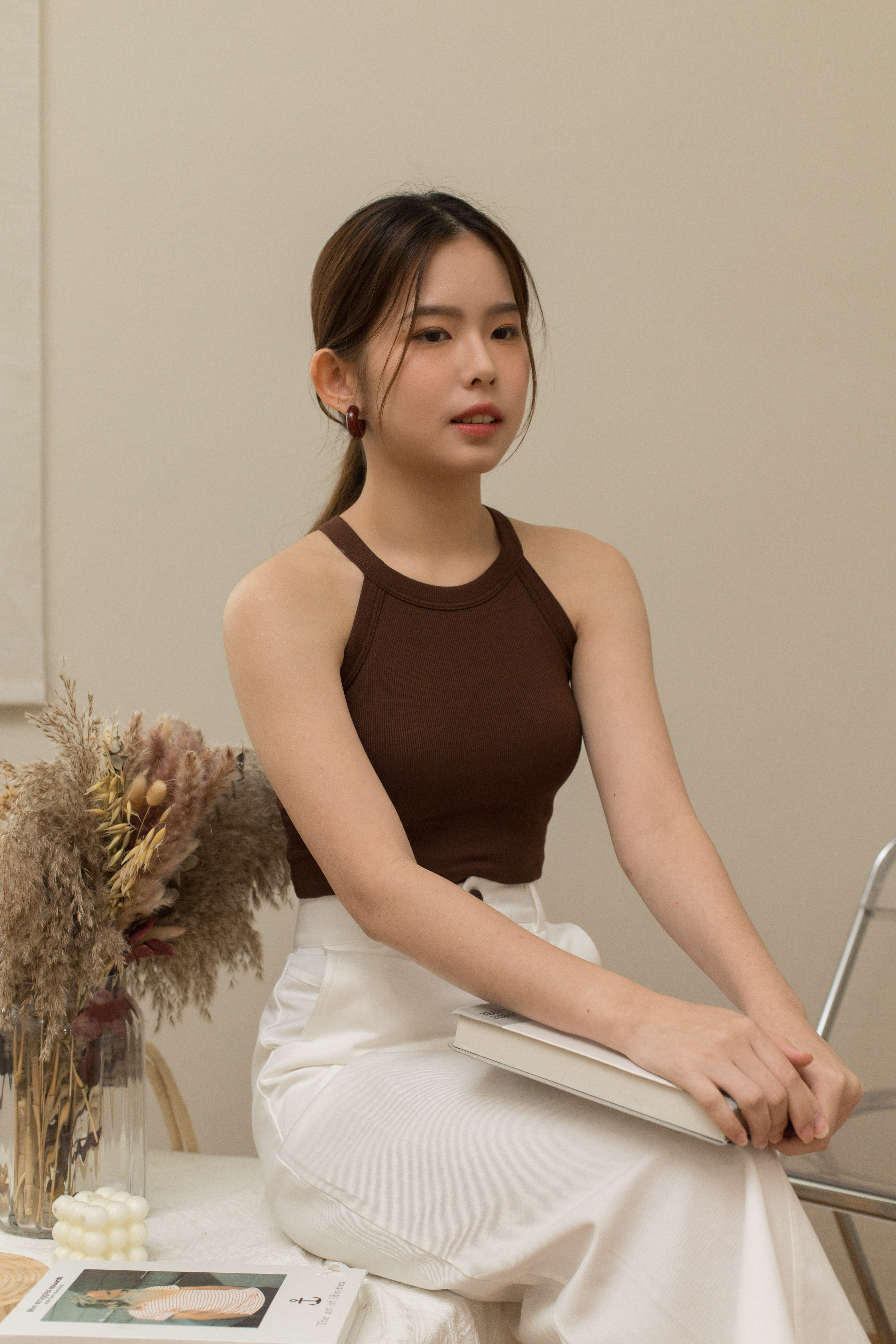 Allen Racer Padded Tank Top Brown -2178TVBRO