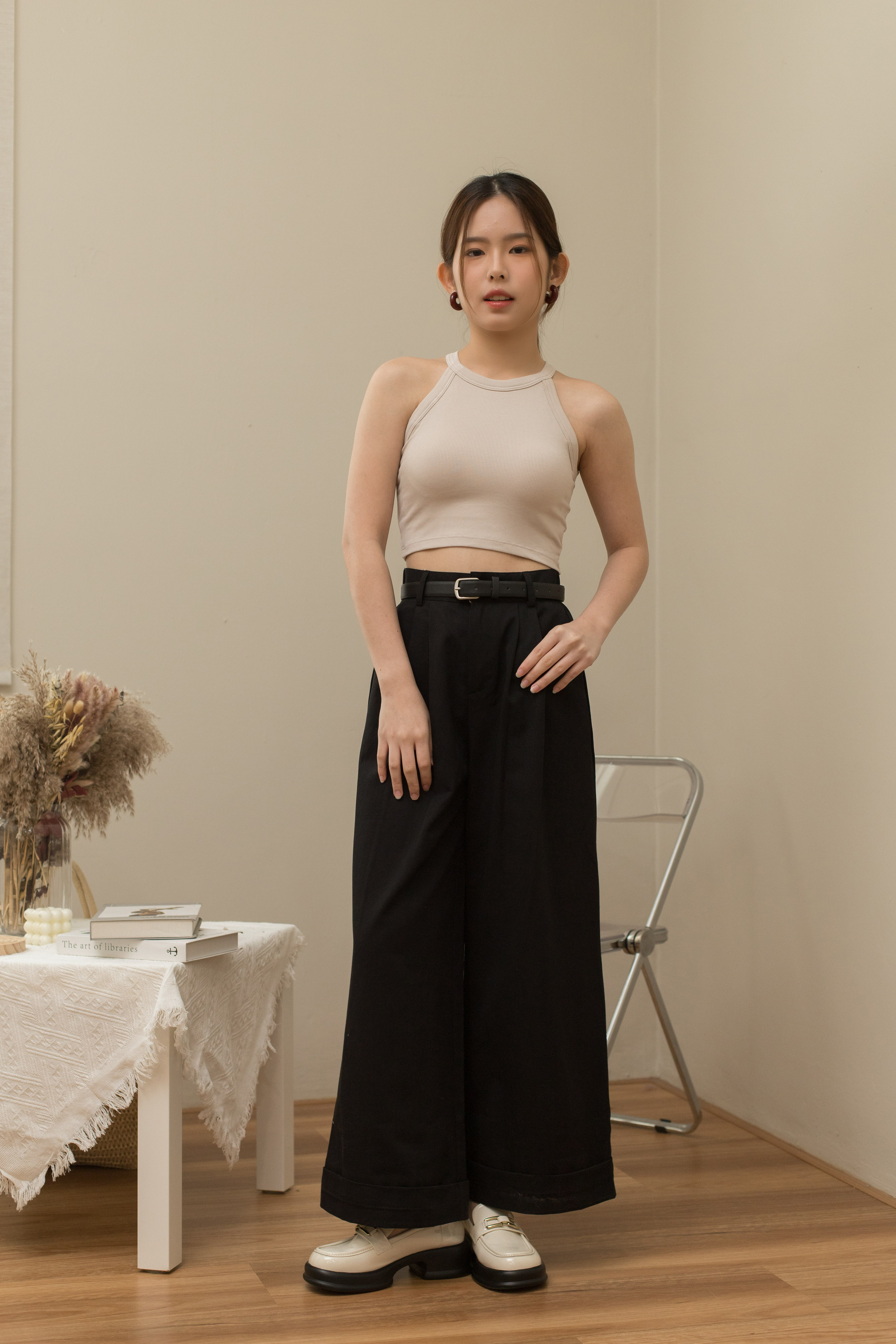 Allen Racer Padded Tank Top Beige -2178TVBEI