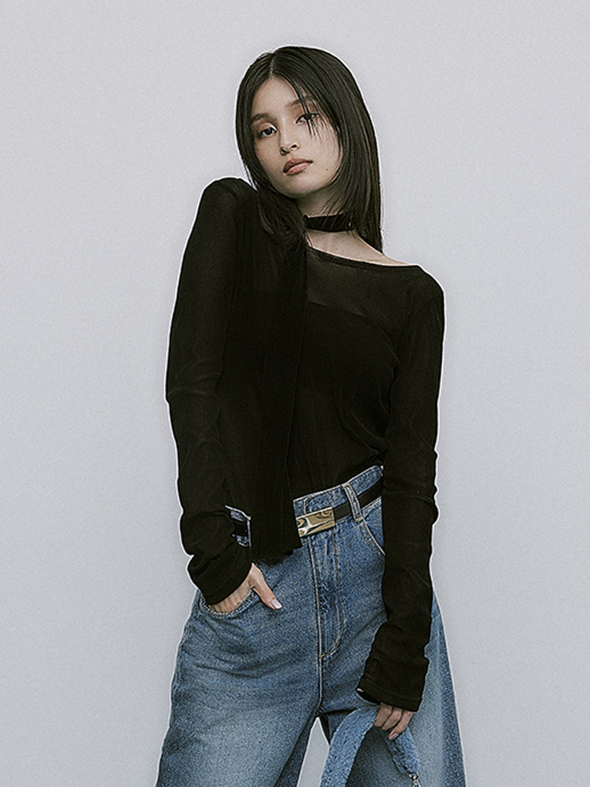 [現貨出清優惠]折扣FRAY I.D植絨印花兩面上衣 黑 日本製