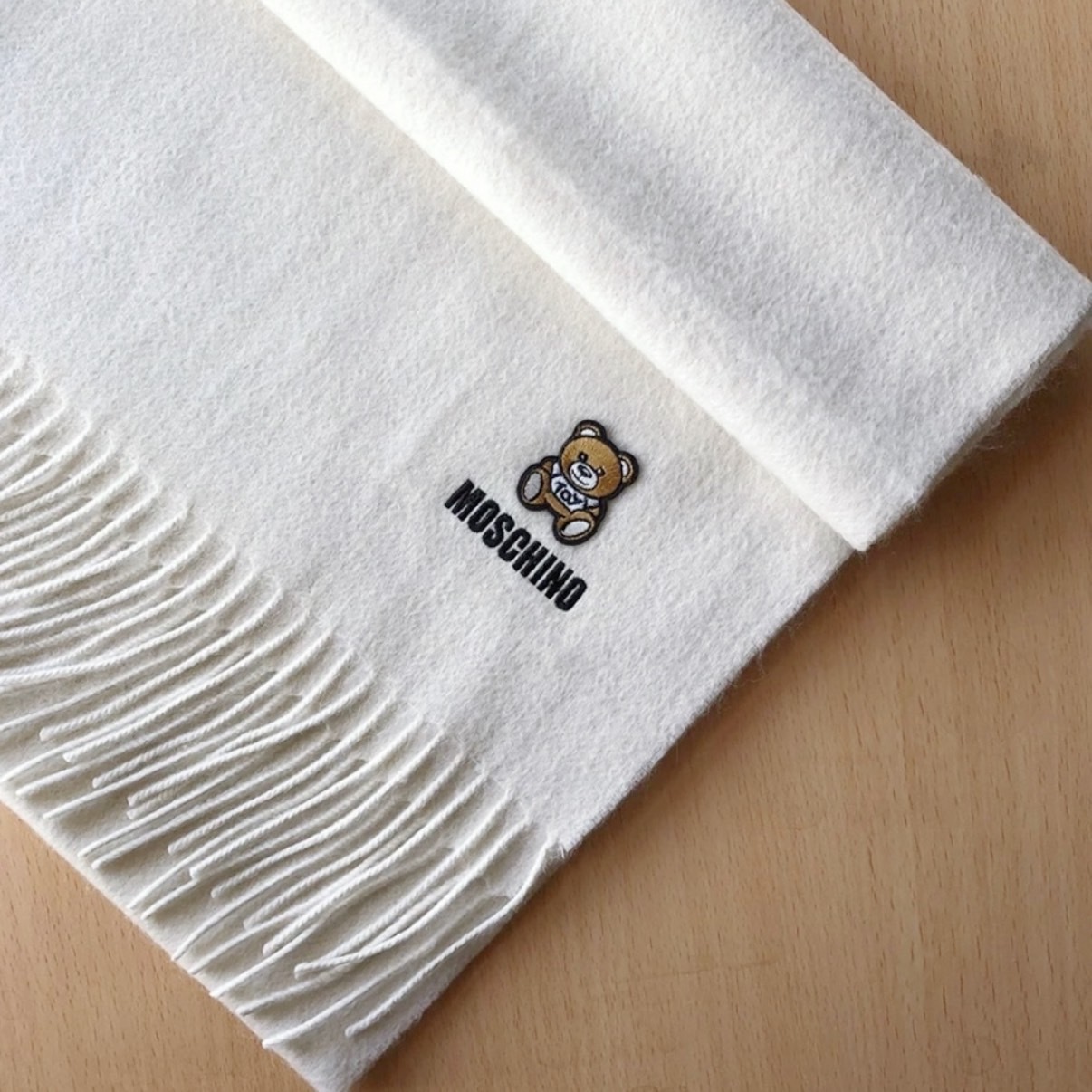 MOSCHINO 泰迪熊 羊毛 刺繡圍巾 兩色