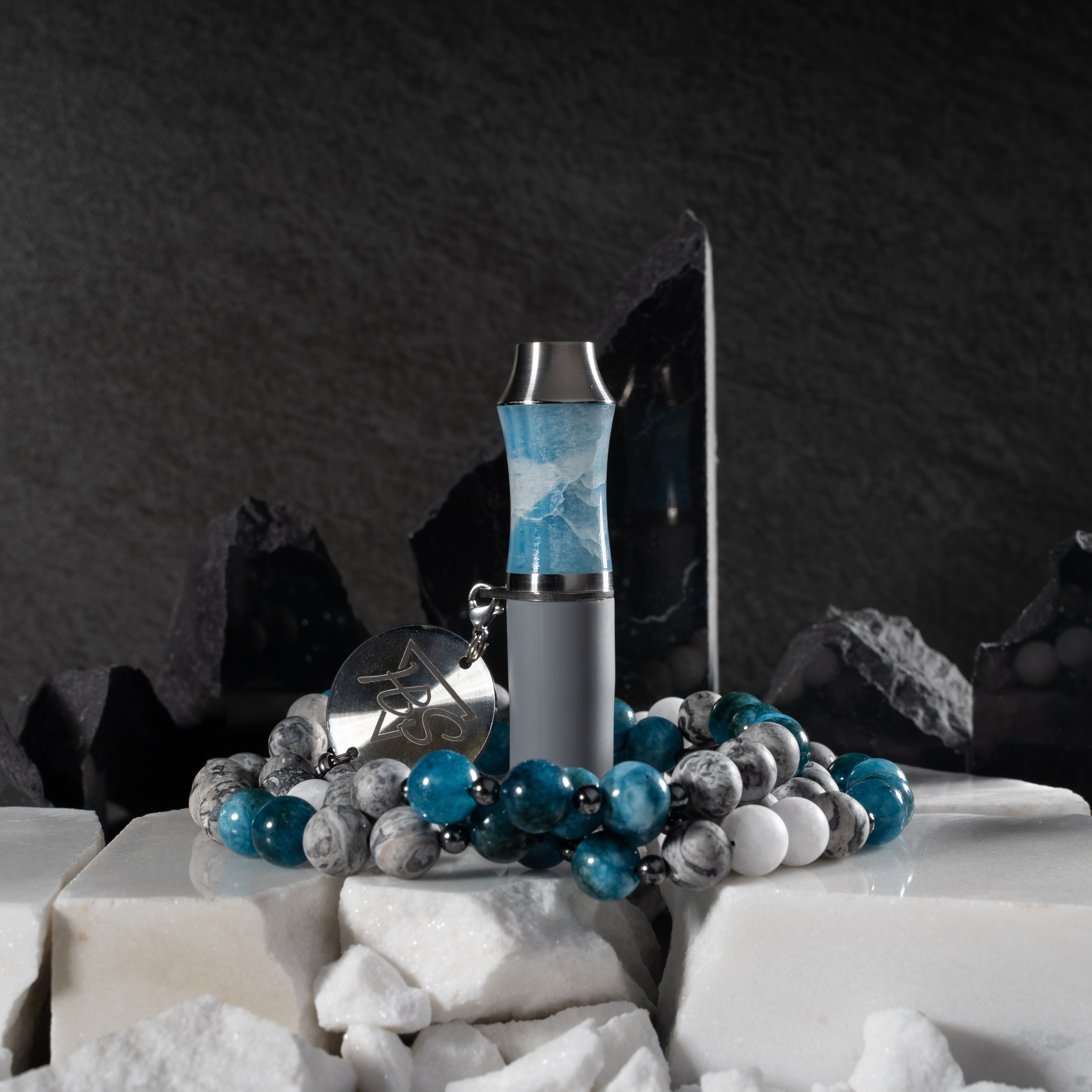 Special Hookah Mouthtip Marble Onyx Blue V2