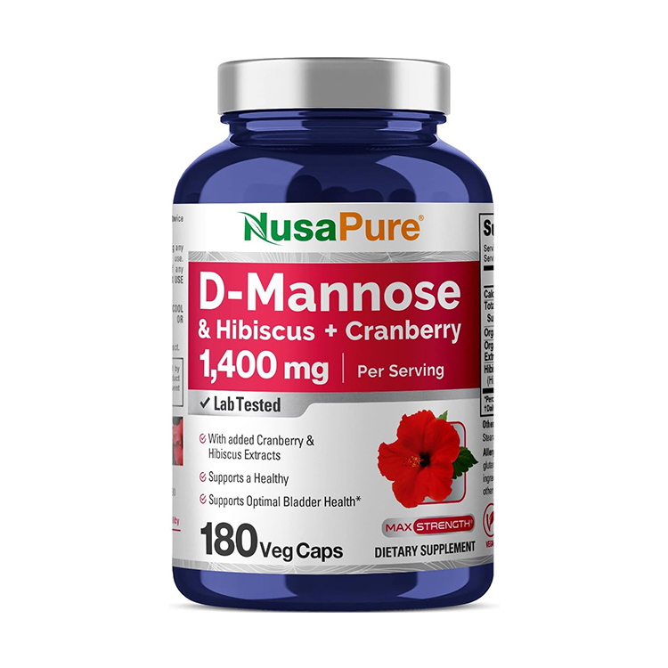Nusapure D-Mannose Hibiscus Cranberry 1400mg,180 Veg Capsules