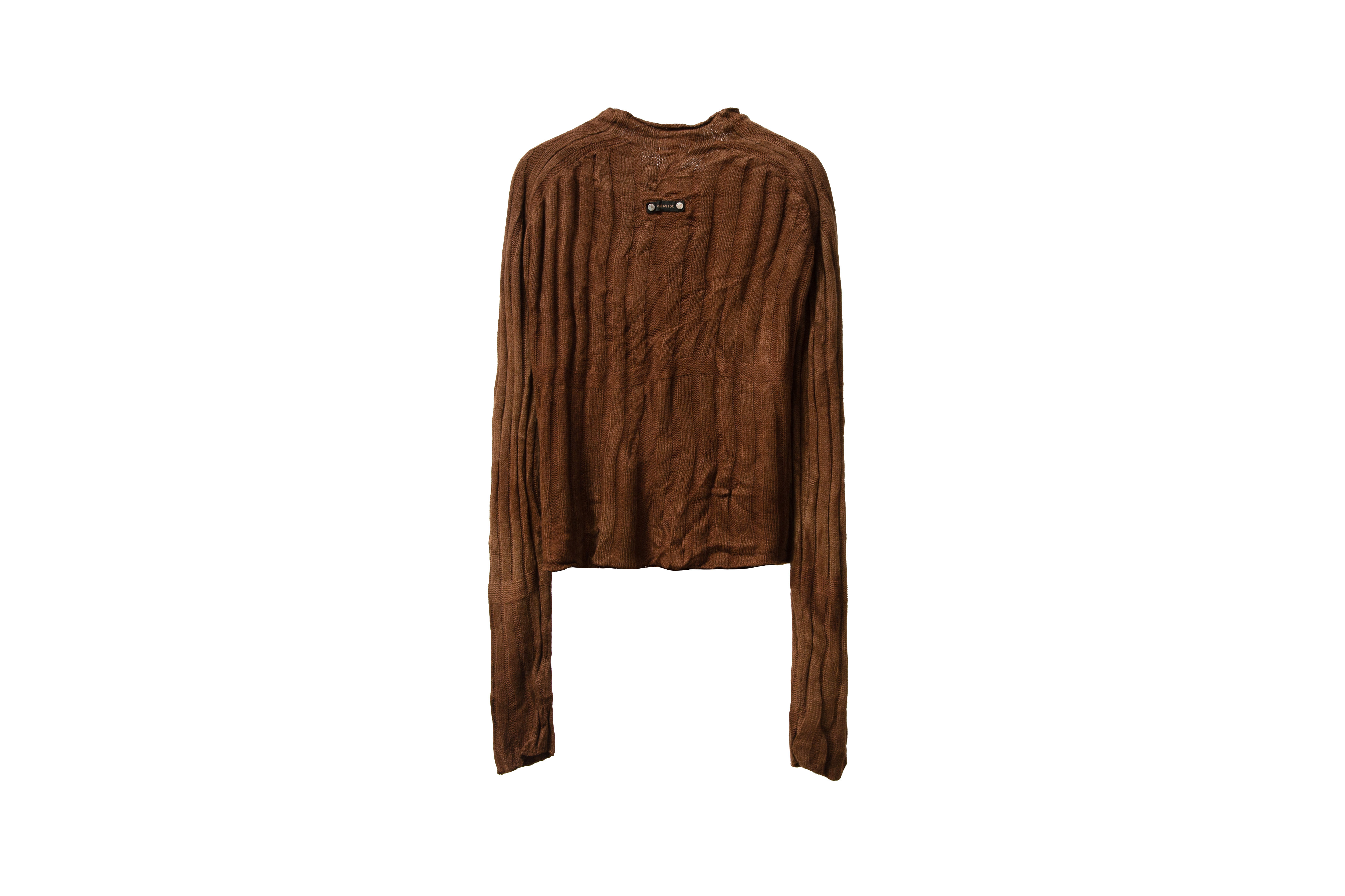 REMIX "8-8 Stripes Knitted LS Tee" (Brown)