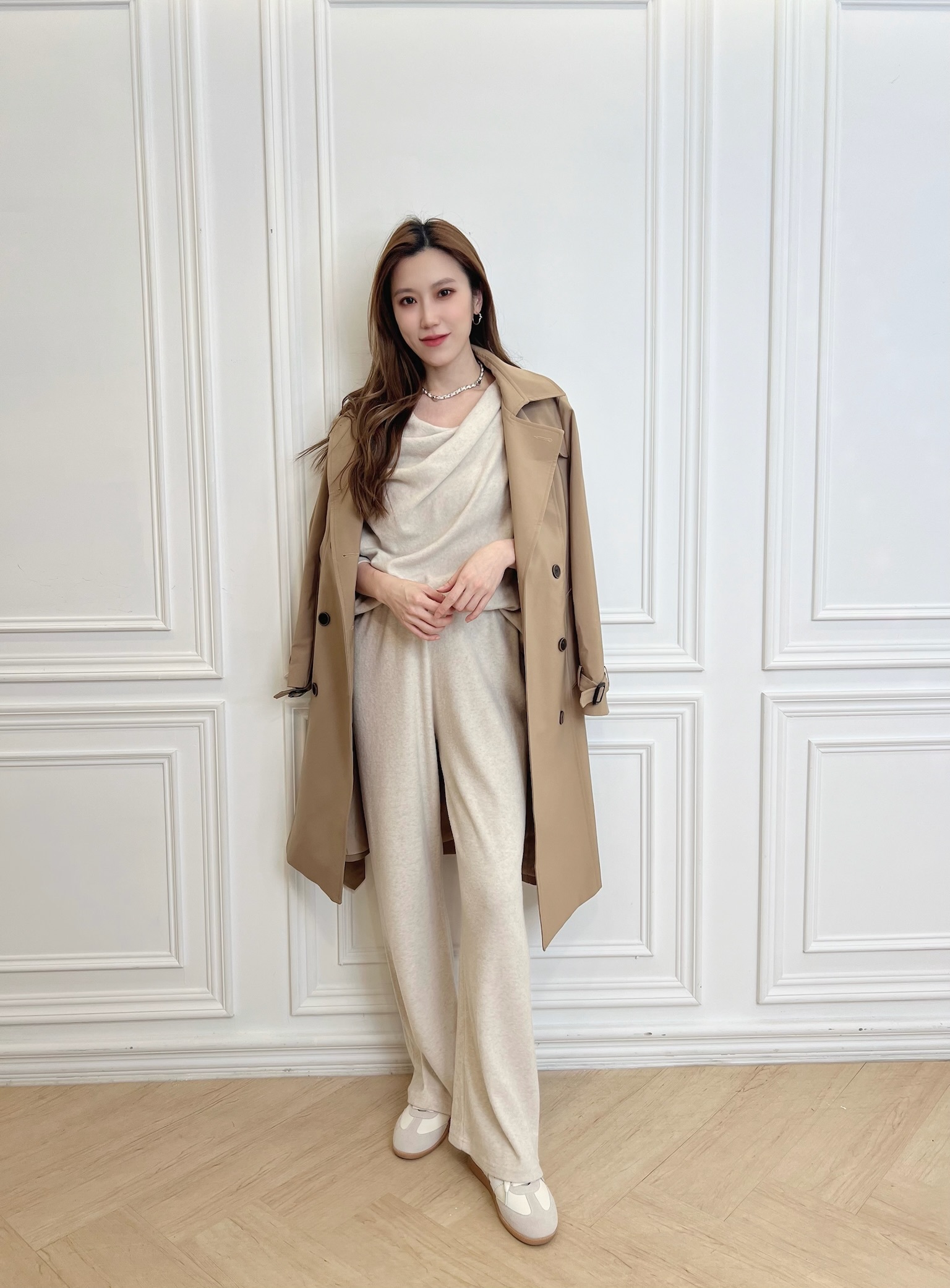 (極致舒適)垂墜領彈性棉料套裝