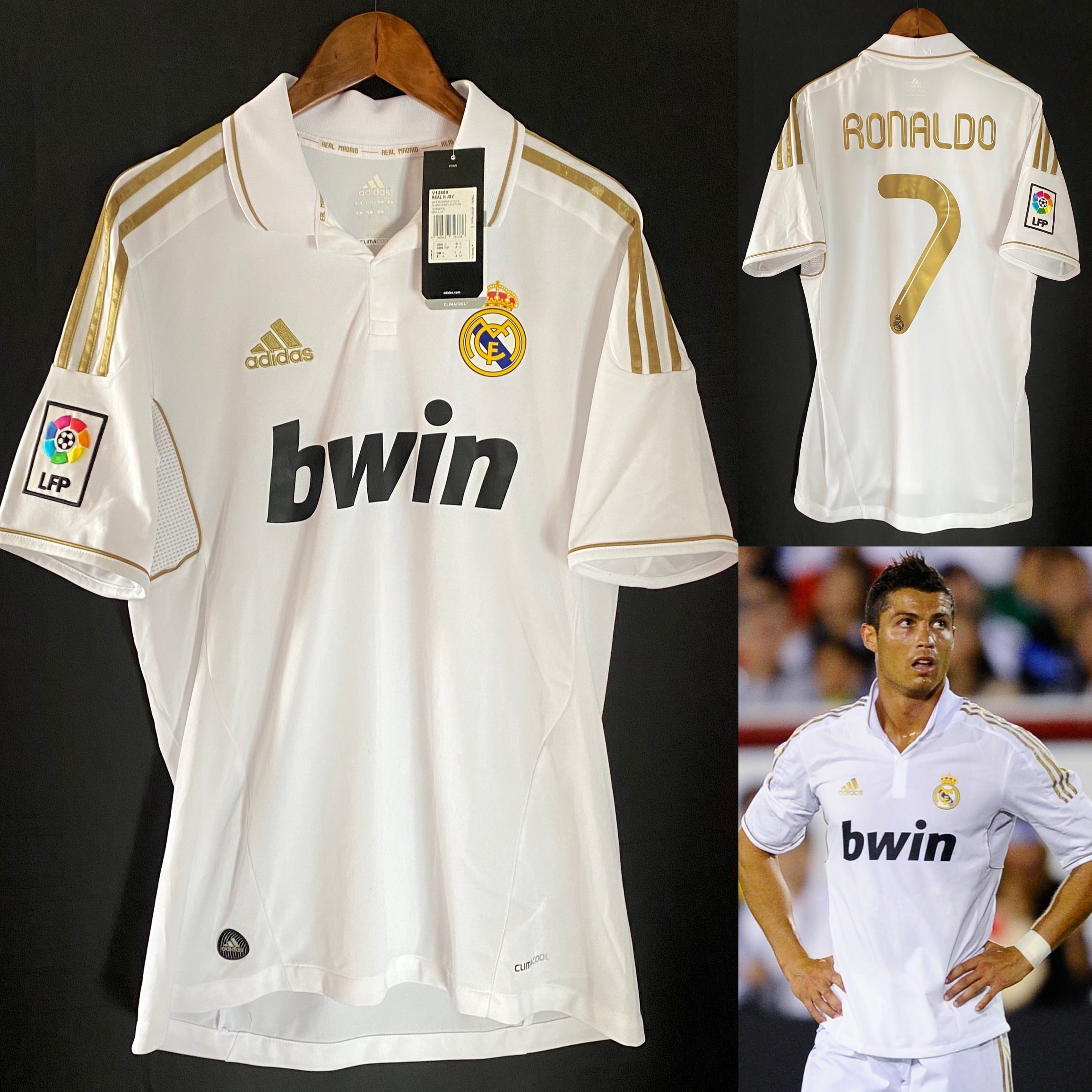 (BNWT) Real Madrid 2011-2012 Adidas Home Shirt #7 RONALDO