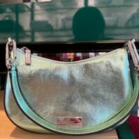 [S] KATE SPADE KI947 NINA METALLIC LEATHER SHOULDER BAG,SEAWATER, 196021554773 (SKS1568)