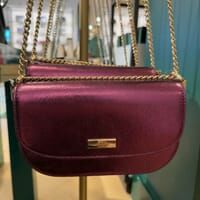[S] KATE SPADE KI955 KRISTA FLAP CROSSBODY METALLIC LEATHER,DARK RASPB, 196021555244 (SKS1570)