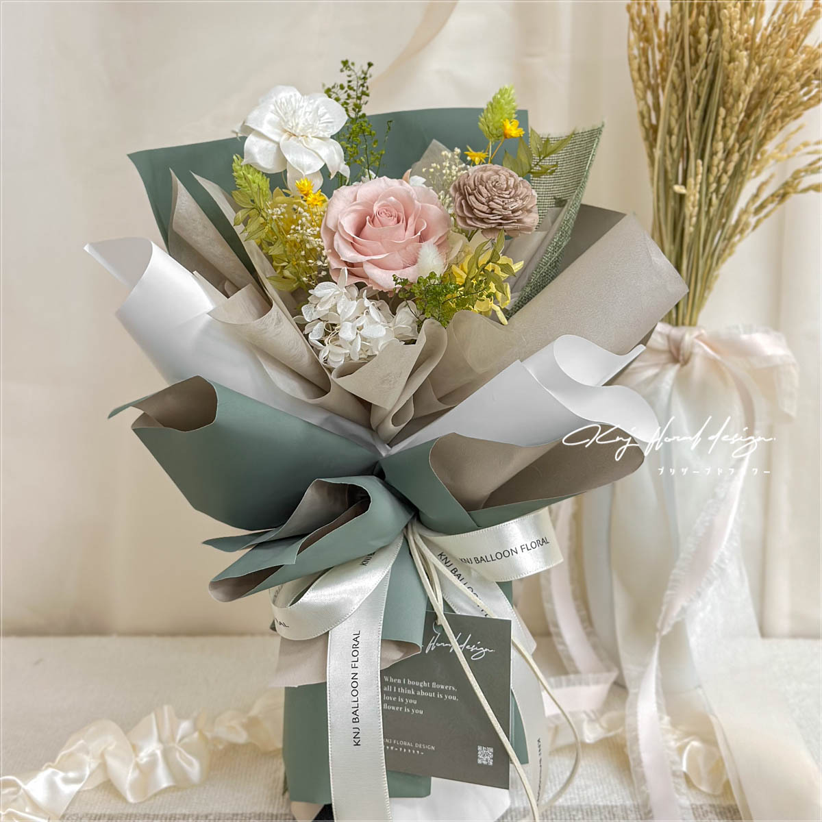 抹茶戀曲・單朵永生玫瑰花束