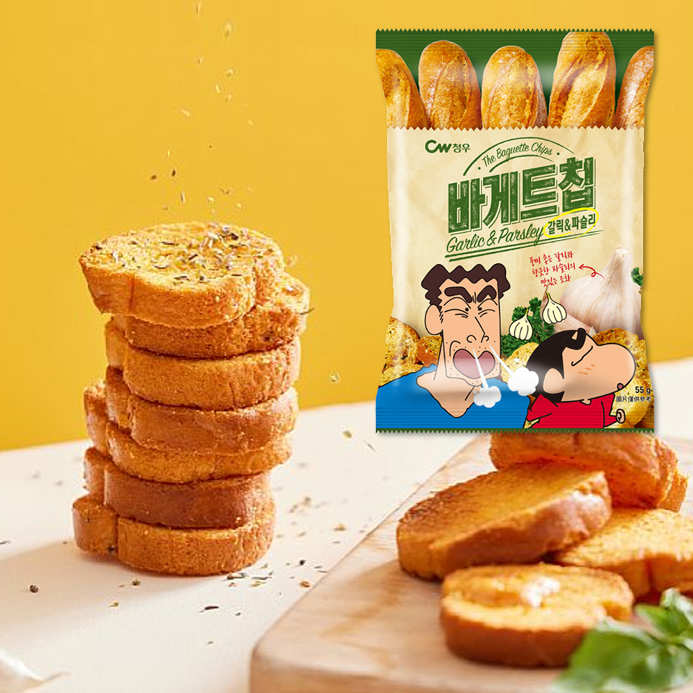 限量特價~~韓國 CW 大蒜麵包 風味 餅乾 55g 蠟筆小新版