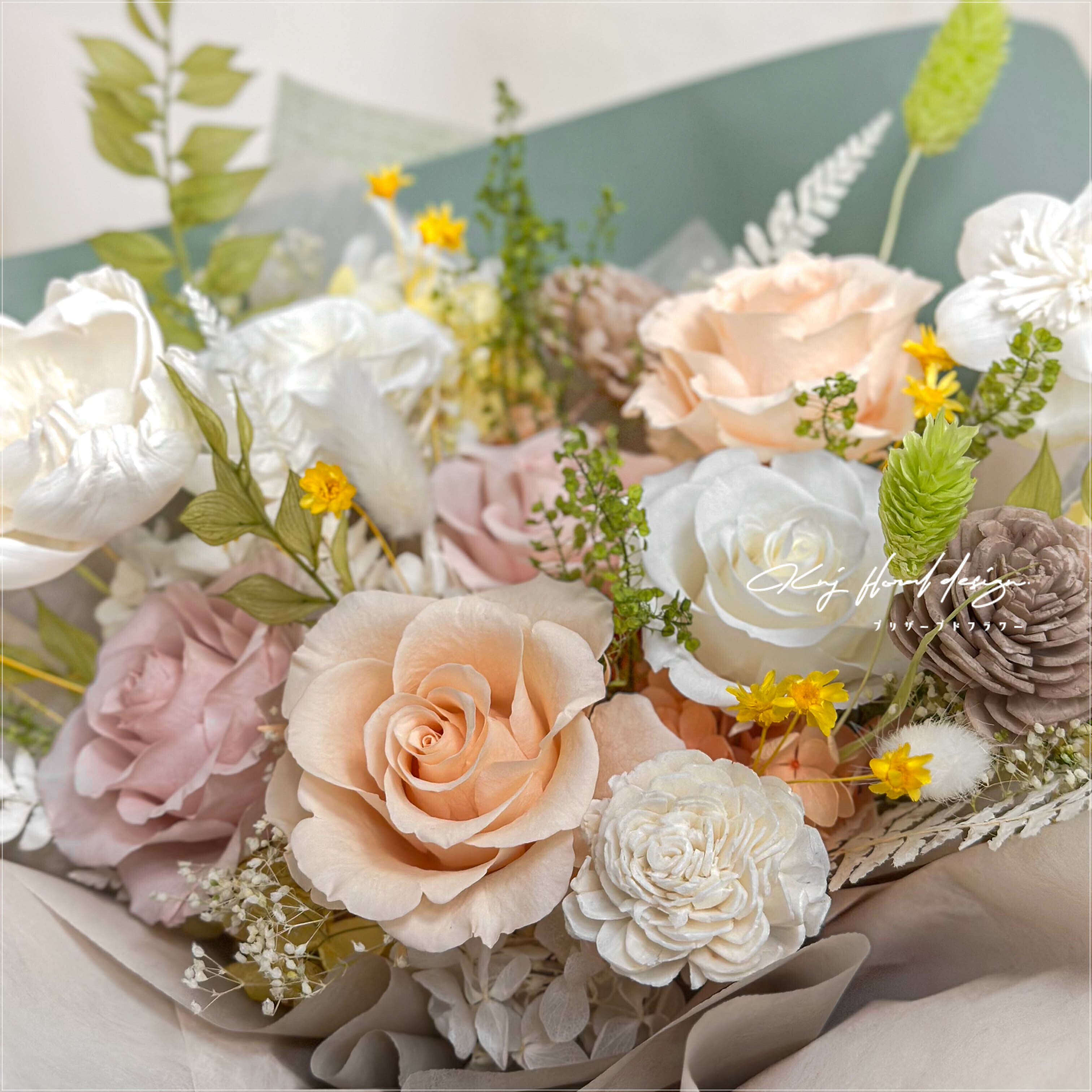 抹茶戀曲・六朵永生玫瑰花束