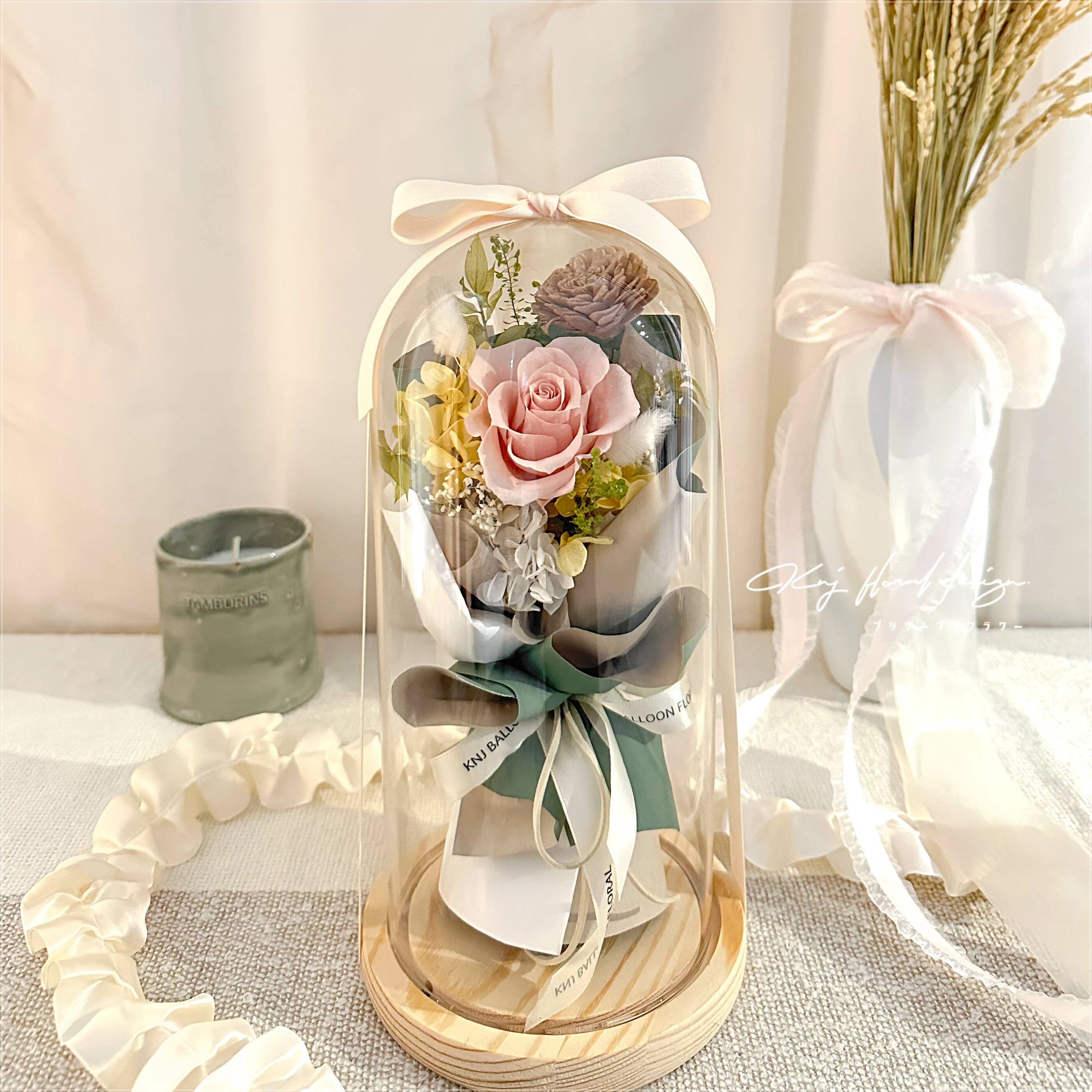 抹茶戀曲・永生玫瑰玻璃燈罩