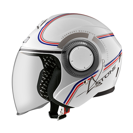 ASTONE DJ12 白 BC7紅藍 彩繪  3/4罩式帽款