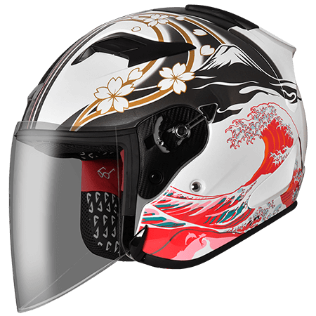 ASTONE DJR 白 BM1 紅 彩繪 3/4罩式帽款