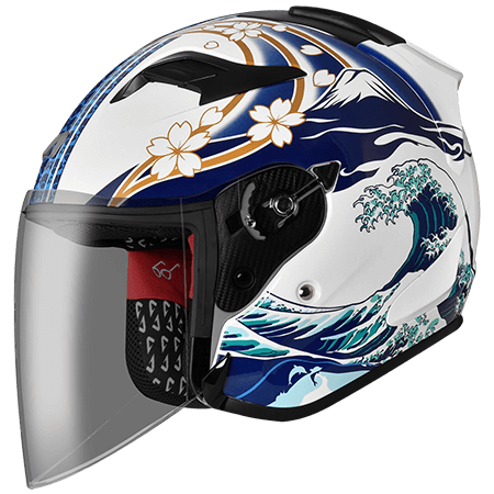 ASTONE DJR 白 BM1 藍 彩繪 3/4罩式帽款