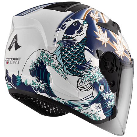 ASTONE DJR 白 BM1 藍 彩繪 3/4罩式帽款