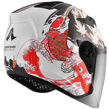 ASTONE DJR 白 BM1 紅 彩繪 3/4罩式帽款