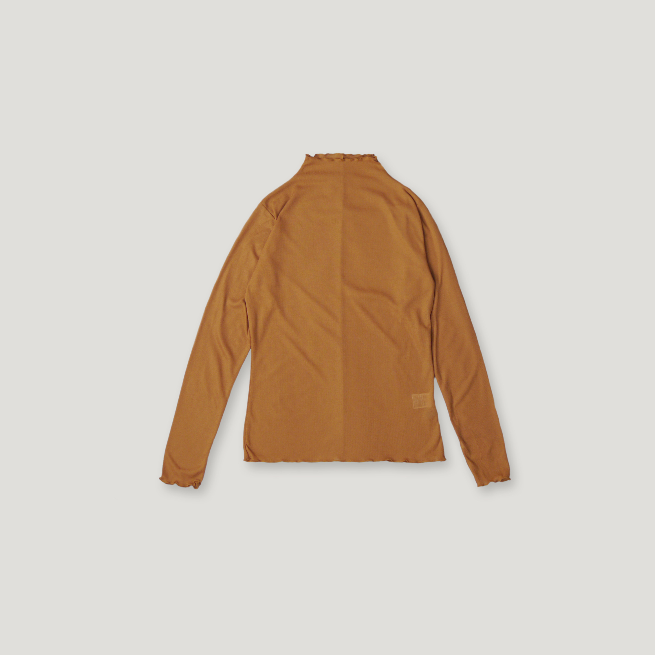 J.P.L. 微高領捲邊透紗羅紋內搭上衣 ╭ 2色 ╮