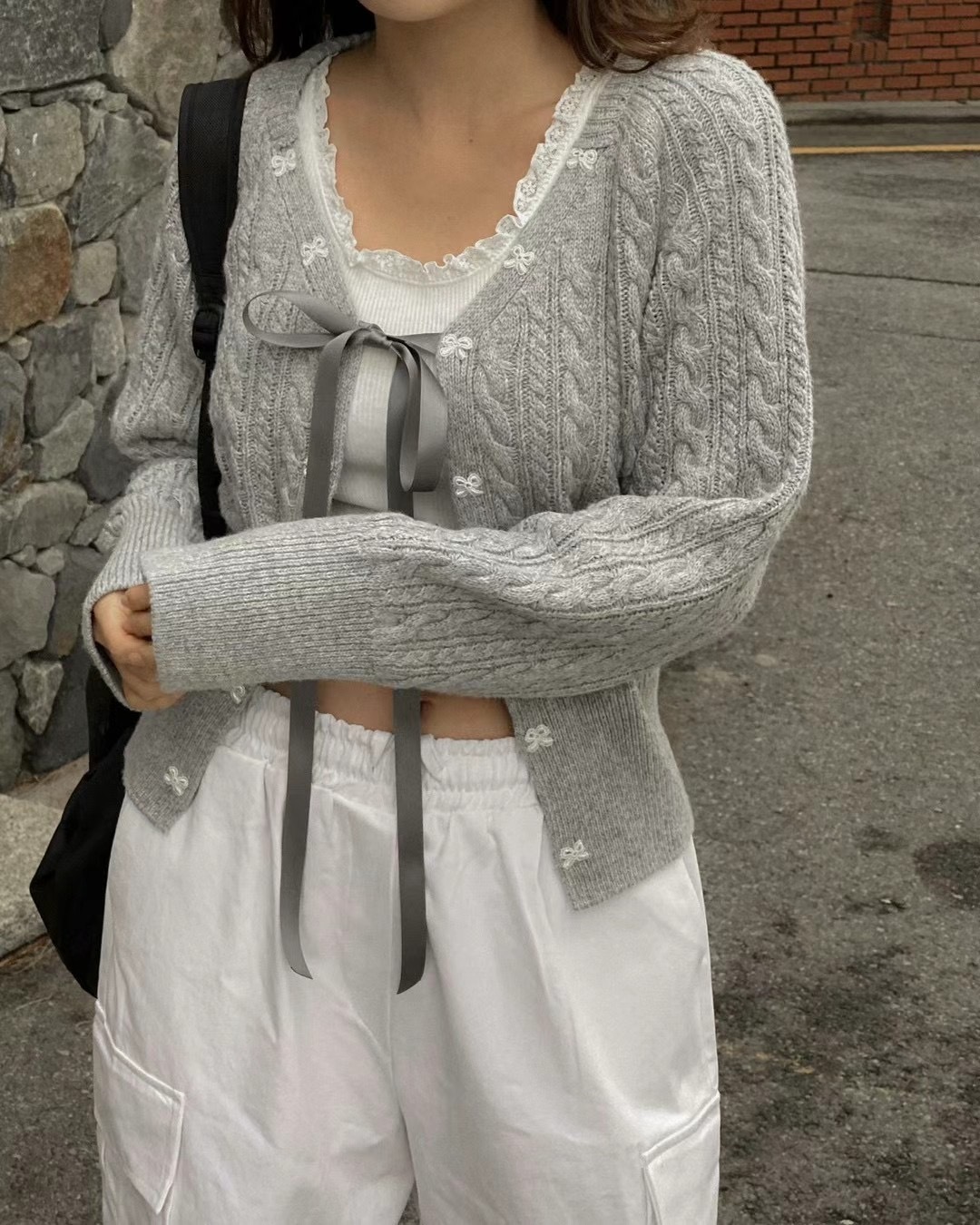 <店主大愛!> Little Ribbon 厚實麻花綁帶外套