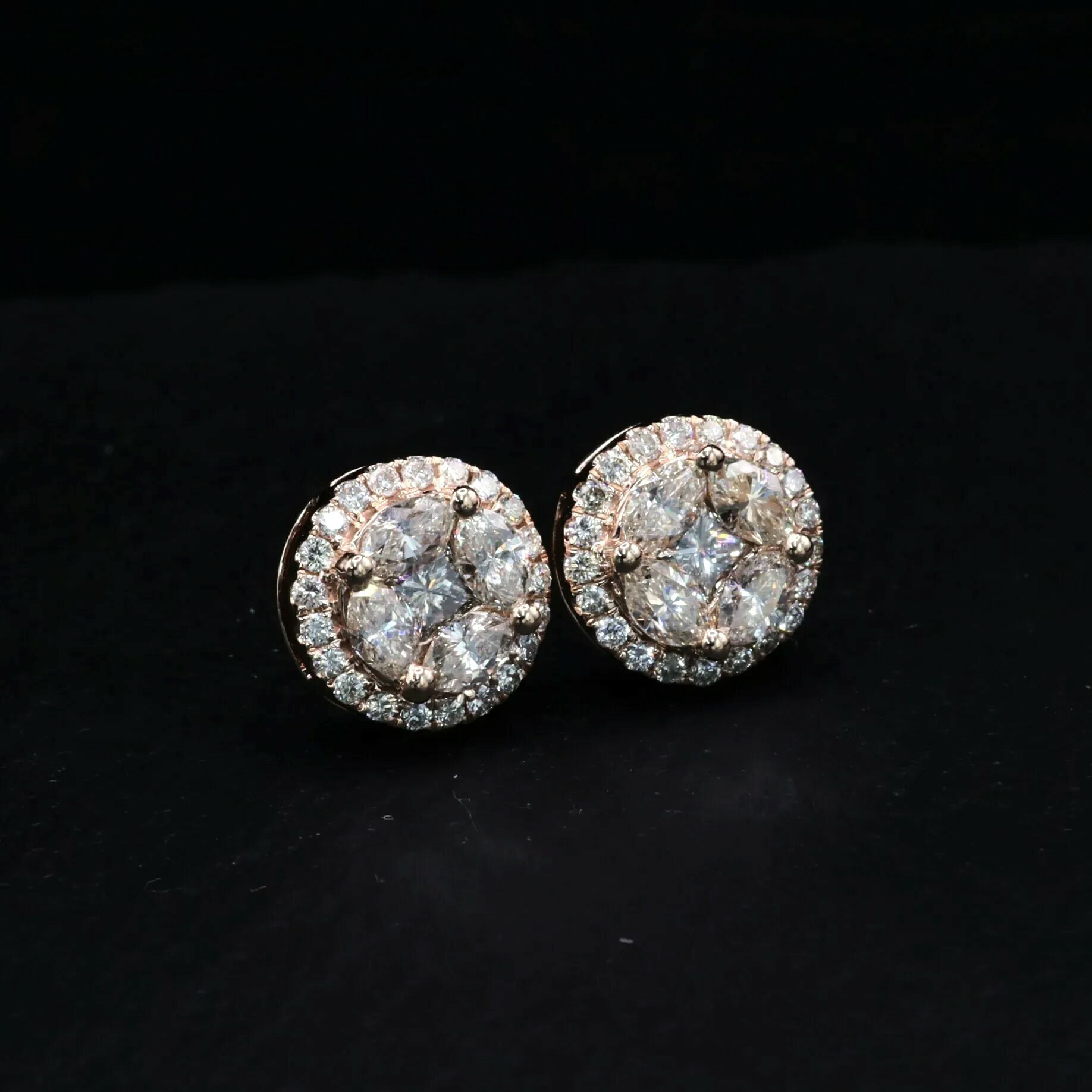 18K Rose Gold 1.41t Diamond Earrings