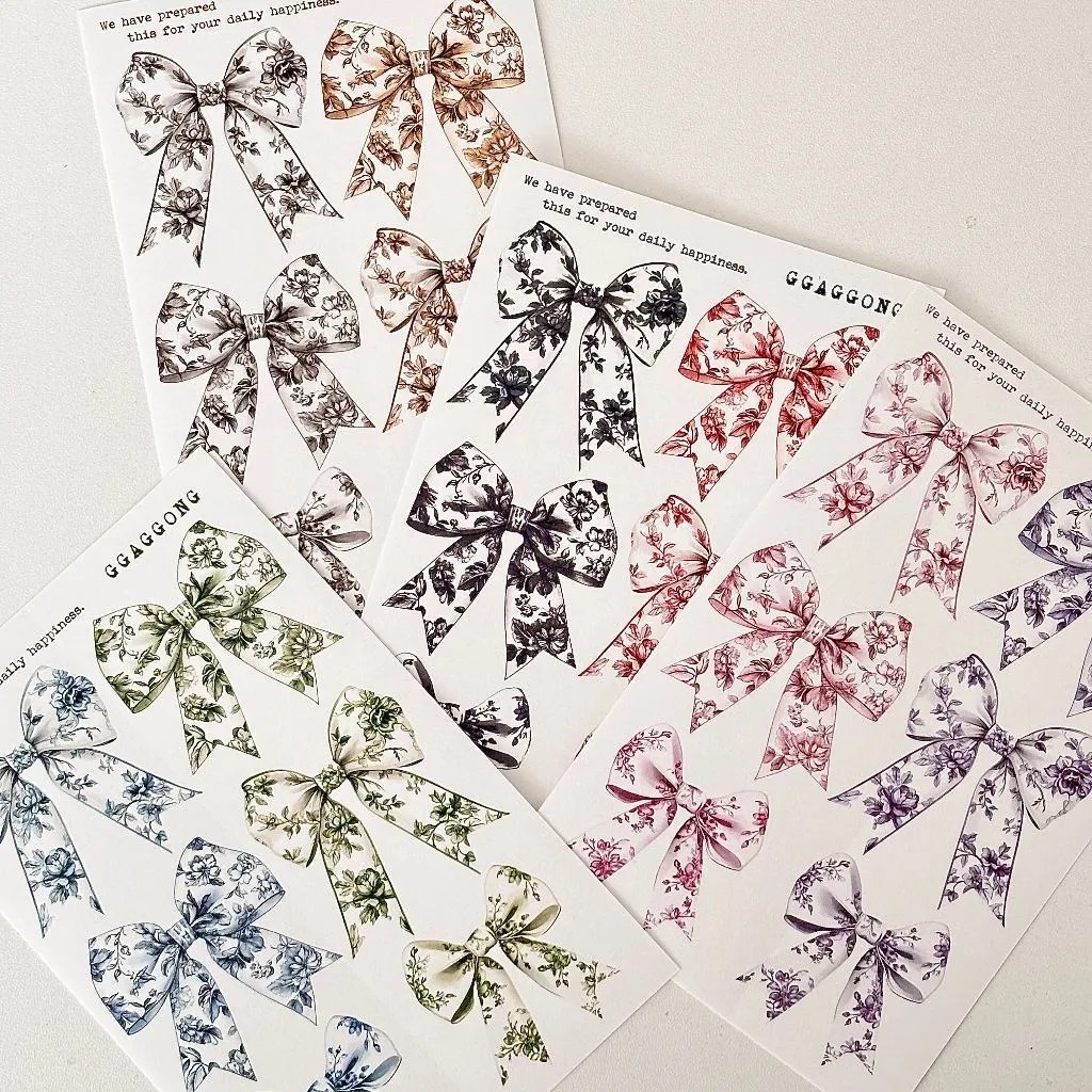 韓國 ggaggong．普羅旺斯緞帶 模造紙貼紙包 共四色/綜合包