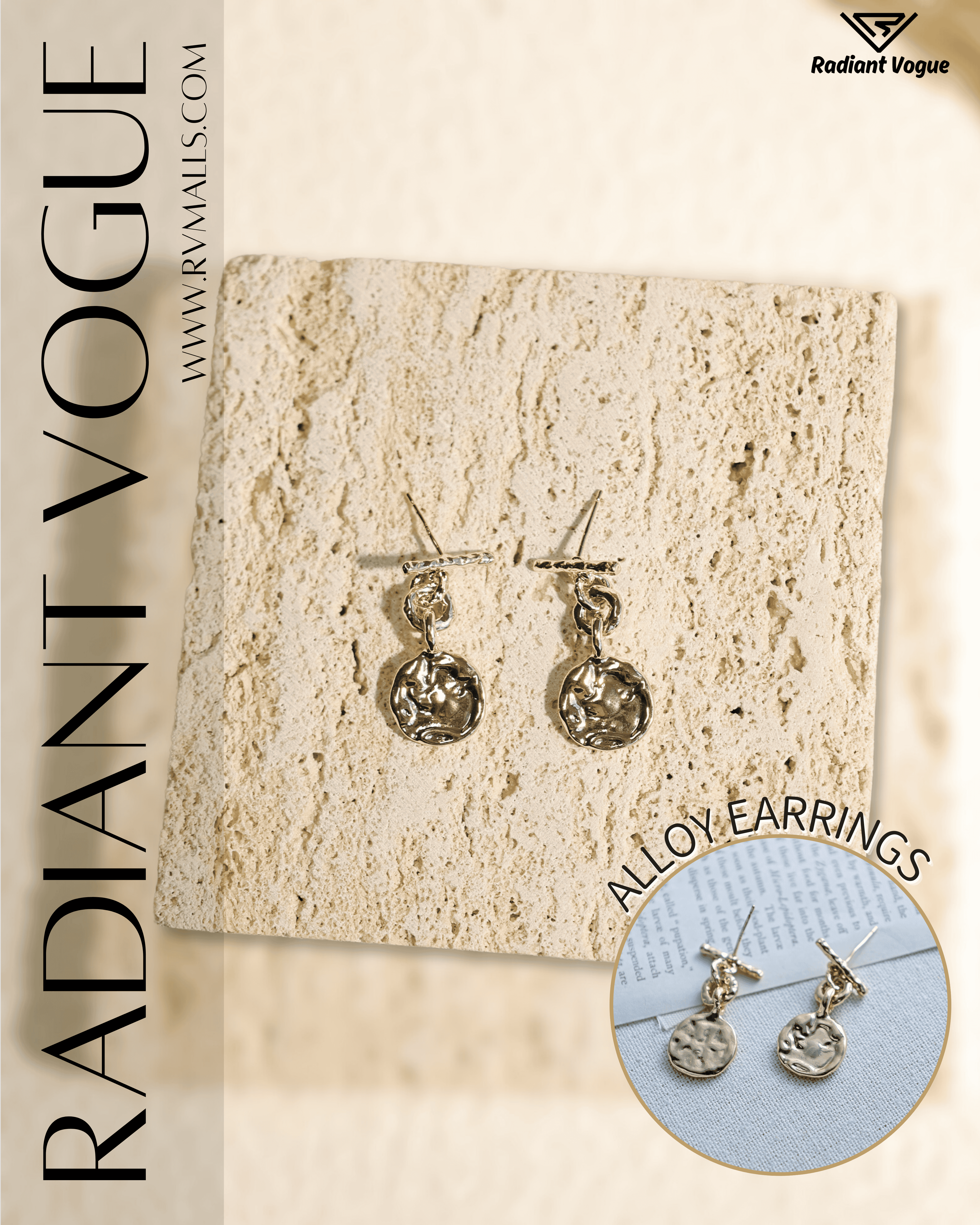 金幣造型耳環, 典雅金色耳飾, 輕巧百搭設計, 適合日常與正式場合佩戴。