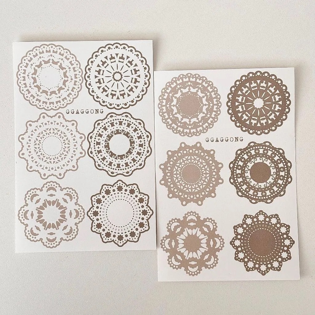 韓國 ggaggong．迷你蕾絲 模造紙貼紙包  共七色