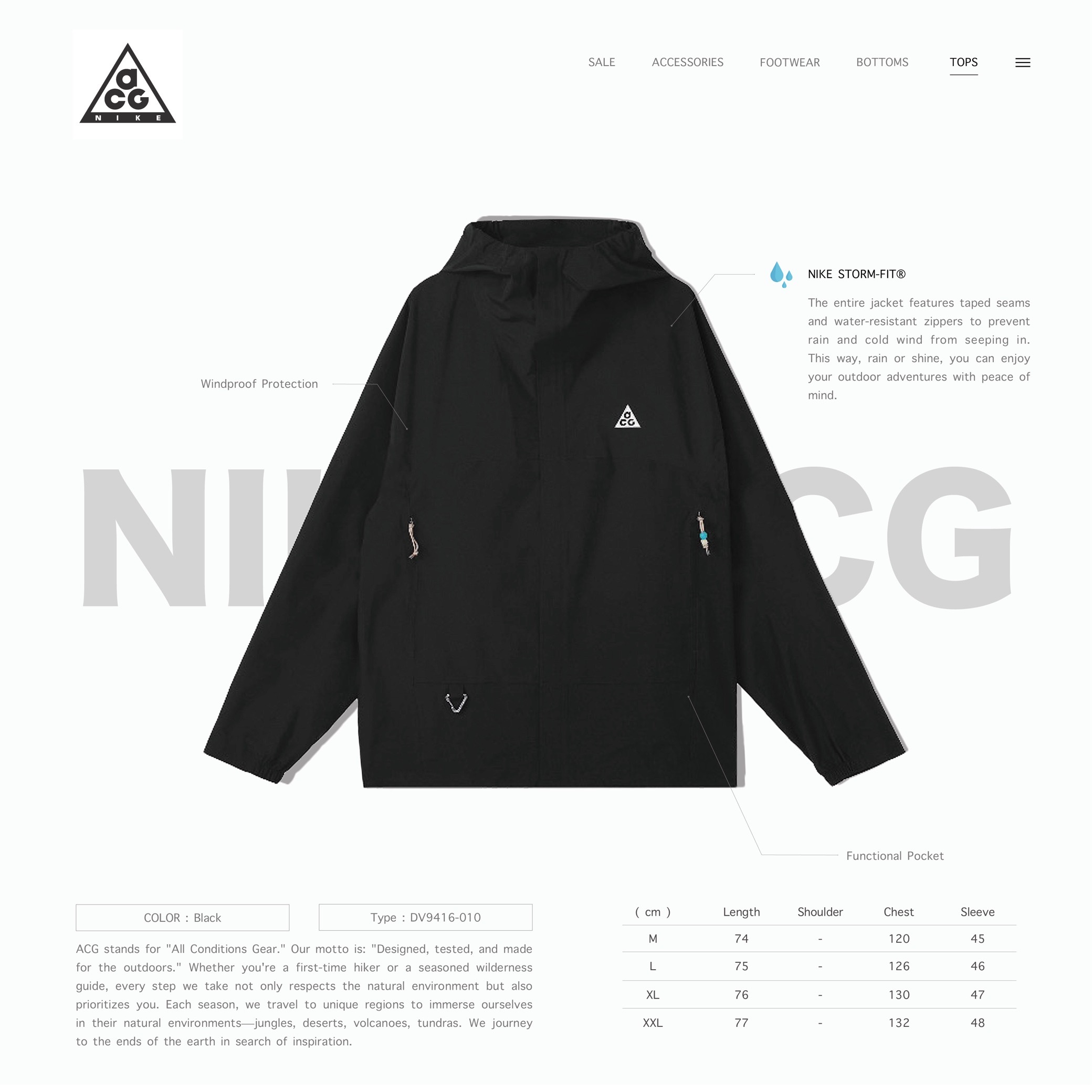Nike ACG - Storm-FIT "Cascade Rains" Jacket - Black " DV9416-010 "