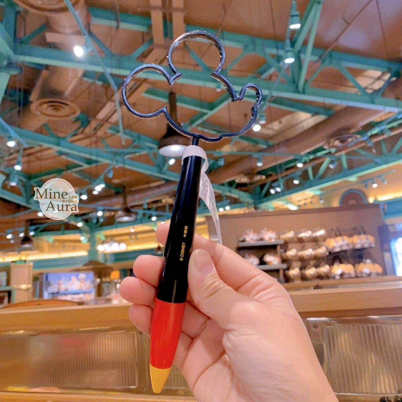 米奇 Mickey 經典配色 簍空 米奇頭 造型 圓珠筆 -上海迪士尼樂園