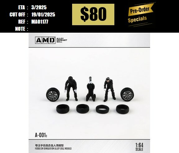 PO-$80 * ALLOY MOREART DOLL * 1:64 FIGURE - AUTO REPAIR FIGURES BLACK [OD17/01]