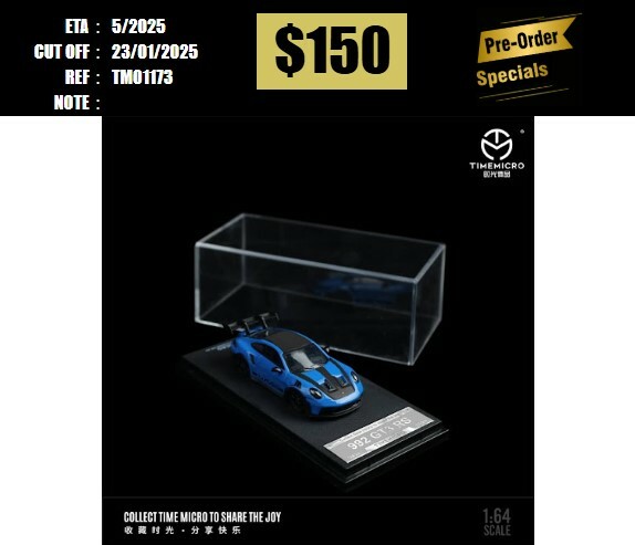 PO-$150 * TIME MICRO * 1:64 PORSCHE 911 992 GT3 RS STAR BLUE [OD17/01]