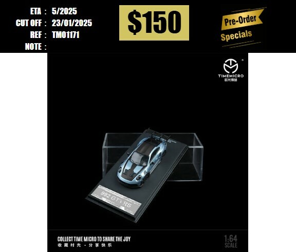 PO-$150 * TIME MICRO * 1:64 PORSCHE 911 992 GT3 RS GLACIER BLUE [OD17/01]